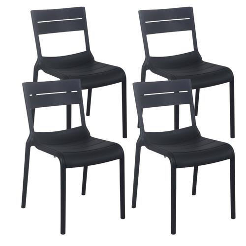 Lot De 4 Chaises De Terrasse En Plastique Noires