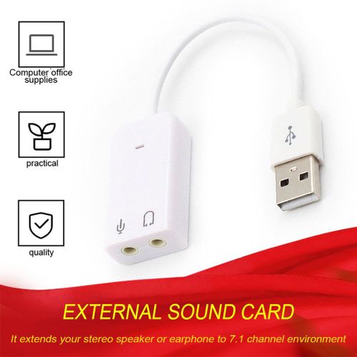 Carte son externe USB 7.1, adaptateur USB vers son virtuel 3D, Microphone, casque Audio, Jack 3.5mm, pour ordinateur portable