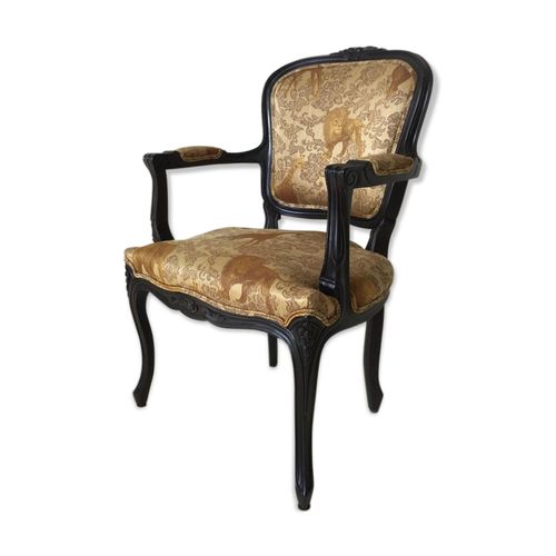 Black Baroque Armchair With Fabric Designed By Wildlife By Ascension Latorre Spain Beige
