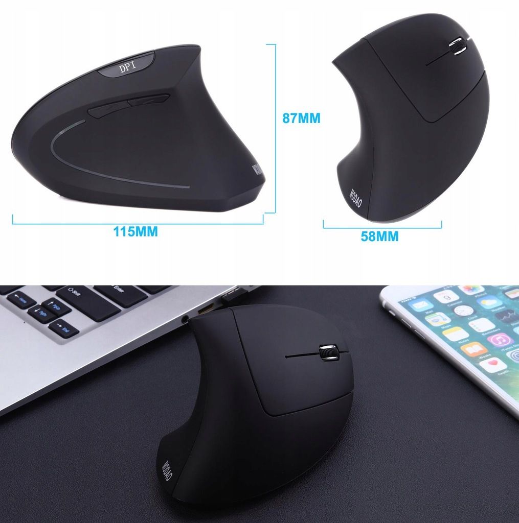 Souris verticale sans lumire Ordinateur sans fil Noteboo,LO... - 2