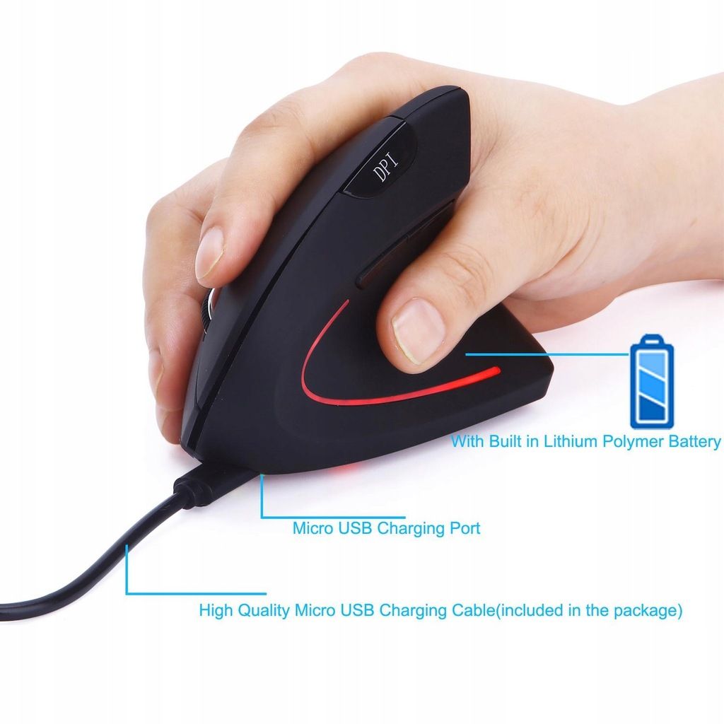 Souris verticale sans lumire Ordinateur sans fil Noteboo,LO... - 4