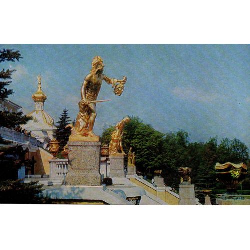 Carte Postale Statues Et Fontaines D'or De La Grande Cascade Saint-Pétersbourg