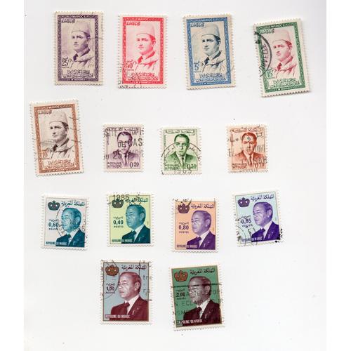 Maroc- Lot De 14 Timbres Oblitérés- Rois