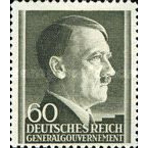 Pologne, Occupation Allemande 1942, Gouvernement General, Très Beau Timbre Neuf** Luxe Yvert 95, Portrait Chancelier Hitler 60 Gr. Vert Gris.