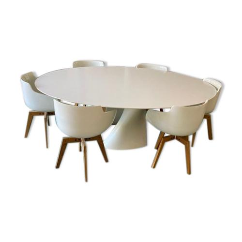 Table Mdf Italia Avec Ses 6 Chaises Blanc