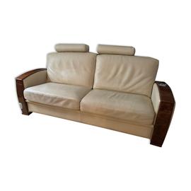 Canap Cuir Art Deco Blanc