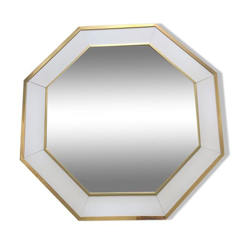 Miroir laqu blanc et laiton 1970 blanc