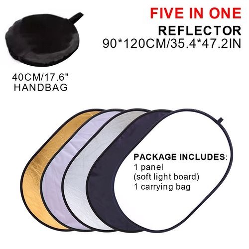 Réflecteur de photographie narpliable portable,5 en 1,diffuseur pour studio,multi-photo,extérieur,multicolore - Type Oval-90x120cm