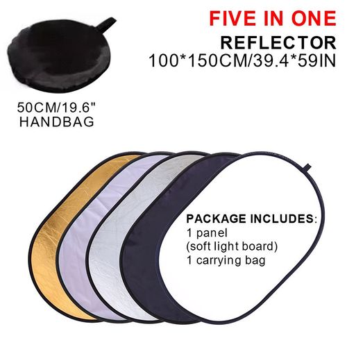 Réflecteur de photographie narpliable portable,5 en 1,diffuseur pour studio,multi-photo,extérieur,multicolore - Type Oval-110x150cm