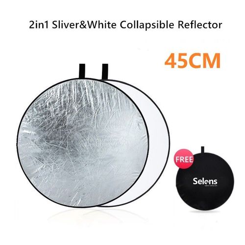 Selens-Réflecteur de photographie portable pliable 5 en 1,diffuseur de lumière,rond,nar,réflecteur multi-taille pour studio photo - Type 45cm silver white