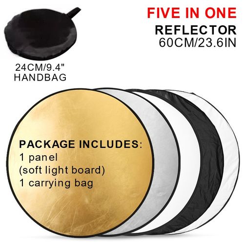Réflecteur de photographie narpliable portable,5 en 1,diffuseur pour studio,multi-photo,extérieur,multicolore - Type Round-60cm