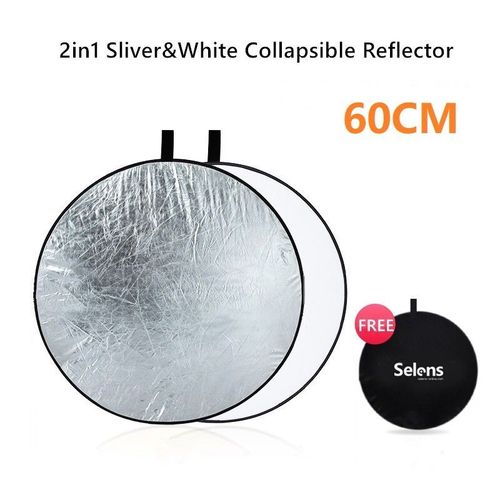 Selens-Réflecteur de photographie portable pliable 5 en 1,diffuseur de lumière,rond,nar,réflecteur multi-taille pour studio photo - Type 60cm silver white