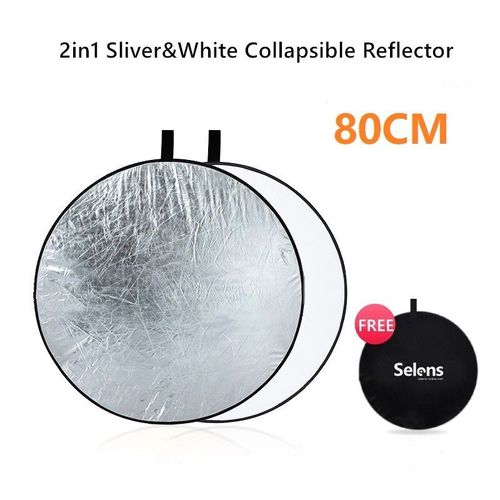 Selens-Réflecteur de photographie portable pliable 5 en 1,diffuseur de lumière,rond,nar,réflecteur multi-taille pour studio photo - Type 80cm silver white