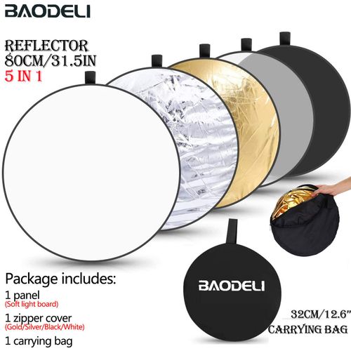 Réflecteur de photographie narportable,lumière pliable,5 en 1,90x120cm,studio photo multiple,studio extérieur - Type Round 80cm