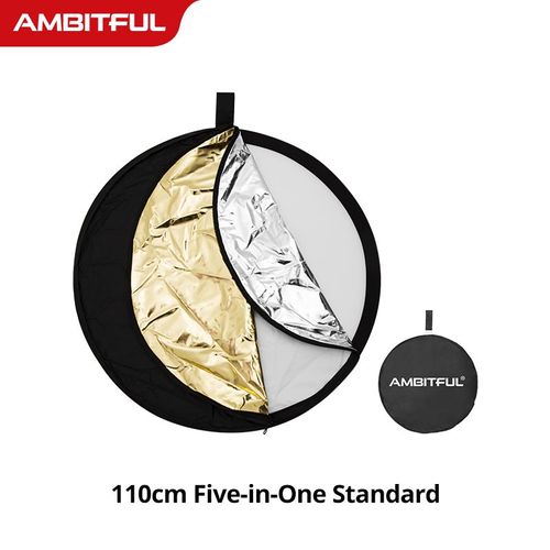 réflecteur de photographie rond,5 en 1,lumière Portable pliable,argent,blanc,or,60CM,80CM,110CM,80x120CM,pour Studio - Type 110cm