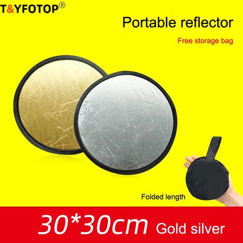 T & YFOTOP 30cm 60cm 80cm 110cm 90*120cm 2in1 5in1 7in1 Pliable Réflecteur De Lumière De Studio de Photographie Réflecteur - Type 30cm Gold Silver #B