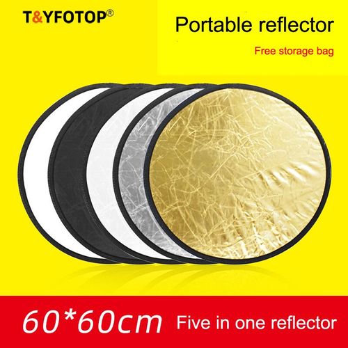 T & YFOTOP 30cm 60cm 80cm 110cm 90*120cm 2in1 5in1 7in1 Pliable Réflecteur De Lumière De Studio de Photographie Réflecteur - Type 60cm 5in1 #A