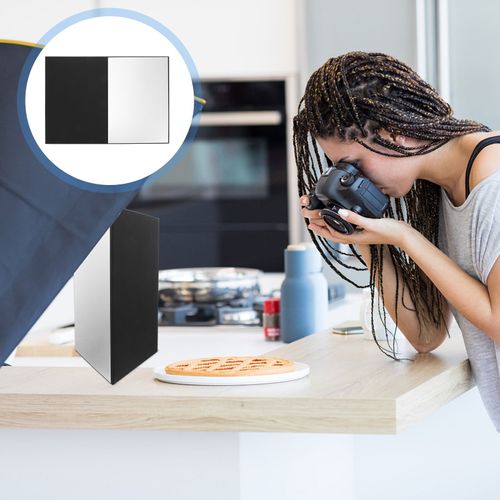 Réflecteur de lumière pliable pour photographie,A4,carton,lumière pliante,plaques de papier,panneau de fond pour produit photo noir - Type Black Silver-30X21.5X1CM #C