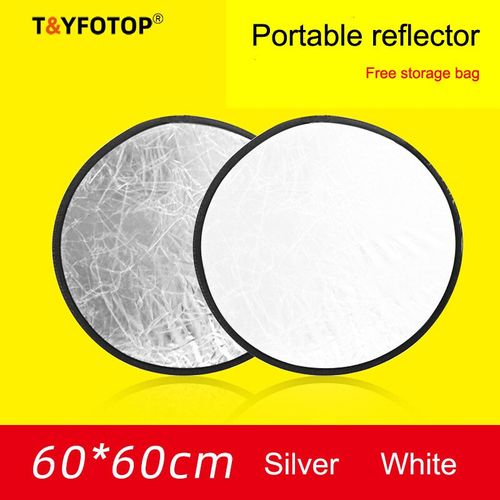 T & YFOTOP 30cm 60cm 80cm 110cm 90*120cm 2in1 5in1 7in1 Pliable Réflecteur De Lumière De Studio de Photographie Réflecteur - Type 60cm White Silver #A