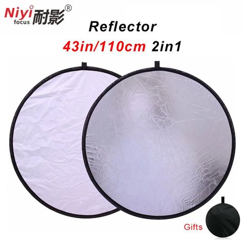 Réflecteur de photographie accessoires de photographie réflecteur de lumière de Studio diffuseur de couleur batterie de Photo 5 en 1 - Type 110cm Silver White