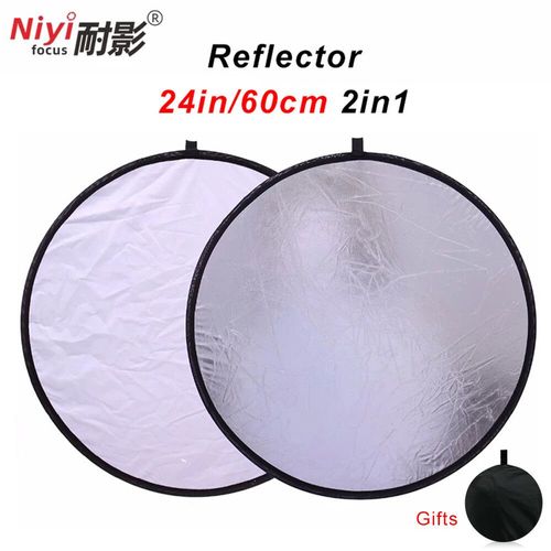 Réflecteur de photographie accessoires de photographie réflecteur de lumière de Studio diffuseur de couleur batterie de Photo 5 en 1 - Type 60cm Silver White
