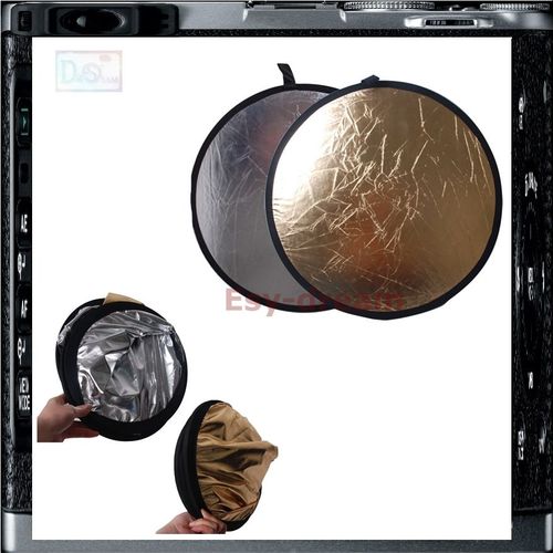 Panneau réflecteur de lumière pour Studio Photo,rond et pliable,2 en 1,80cm,argent doré,pour appareil Photo DSLR d'extérieur,photographie