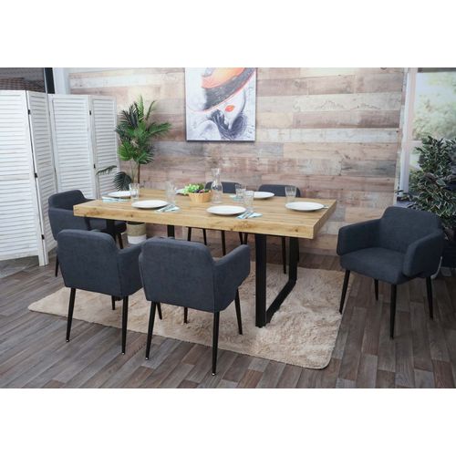 Lot De 6 Chaises De Salle À Manger Hwc-L13, Chaise Rembourrée, Chaise De Cuisine Avec Accoudoirs, Tissu/Textile Métal   Anthraci