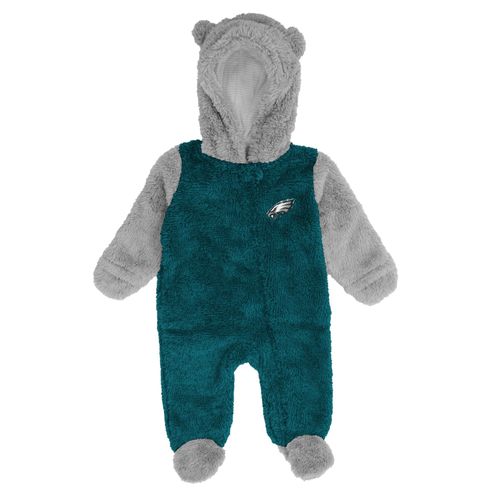 Grenouillère En Polaire Avec Fermeture Éclair Intégrale Pour Nouveau-Né Et Bébé, Motif Philadelphia Eagles Game Nap, Vert Nuit/Gris