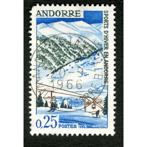 Timbre Oblitéré Sports D'hiver En Andorre,Postes,Combet,Andorre,0,25