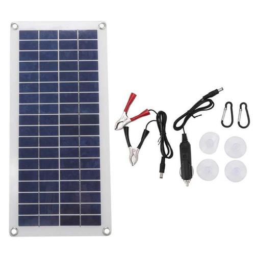 Chargeur de panneau solaire étanche 10W 12V DC, avec prise de voiture, pince crocodile pour lampadaire solaire