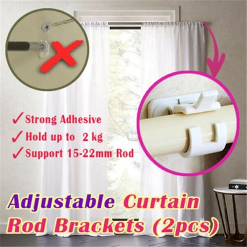 Crochet De Suspension Pour Rideau, 2 Pièces, Blanc Chaud, Autocollant Mural, Tige De Fixation Pour Rideau De Douche, Clip Fixe