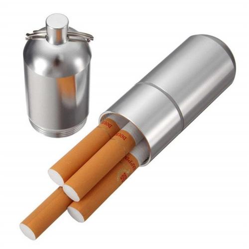 Boîte à cigarettes étanche scellée en acier inoxydable, boîte à cigarettes Portable en argent boîtes de rangement multifonctions, bacs bouteille de médicament