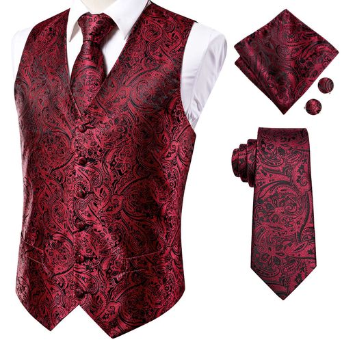 Hi-Aught-Jacquard Glaaught Hanky Lèvent De Manchette Pour Homme,Gilet Pour Homme,Veste Xl,Noir,Or,Bleu Marine,Gris,Rouge,Bordeaux