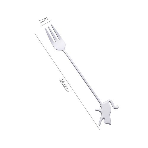 Fourchette À Fruits Polie En Acier Inoxydable, Cuillère À Mélanger, Chat Poisson Créatif Café Fourchette À Fruits Poli Dessert Cuillère À Thé Accessoires De Bar Ensemble Cuillère