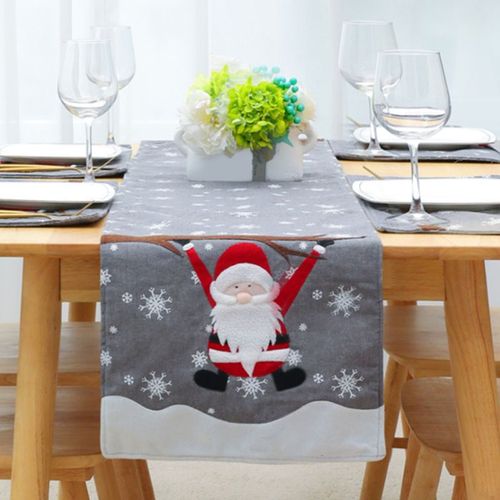 Chemin De Table De Noël, Nouvel An, Drapeau En Tissu Brodé, Sans Visage, Vieux Dessin Animé, Couverture Anti-Poussière, Café, Thé, Fournitures De Bureau, Décor De Fête