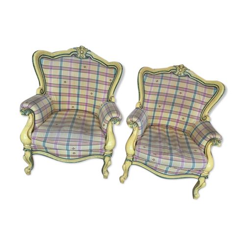 Lot De Deux Fauteuils Style Baroque Rococo Jaune