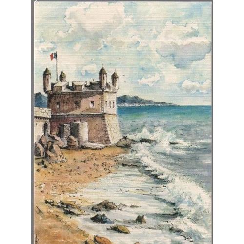 Carte Posyale Theme Peintures Ref Album Bleu - 15061044 - Menton - Le Bastion J. Cocteau - Aquarelle Originale De Robert Lepine