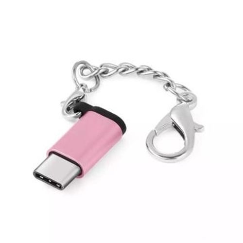 Adaptateur porte-clés micro usb type b vers TYPE-C rose,JL1798