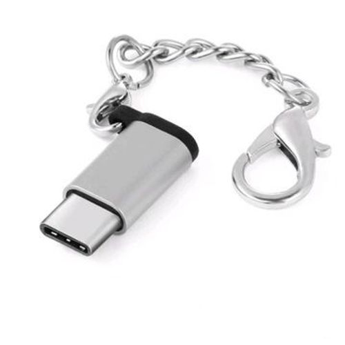 Adaptateur porte-clés micro usb type b vers type c argent,JL1862