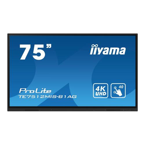 iiyama ProLite TE7512MIS-B1AG - Classe de diagonale 75" (74.5" visualisable) écran LCD rétro-éclairé par LED - signalétique numérique interactive - avec écran tactile - 4K UHD (2160p) 3840 x 2160...