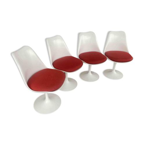 Lot De 4 Chaises Tulip Daposeero Saarinen Dition Knoll Rouge