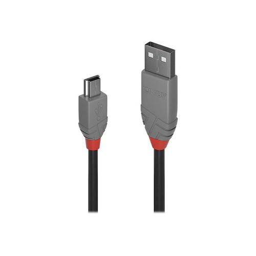 Lindy Anthra Line - Câble USB - USB (M) pour mini USB type B (M) - USB 2.0 - 5 m - rond - noir
