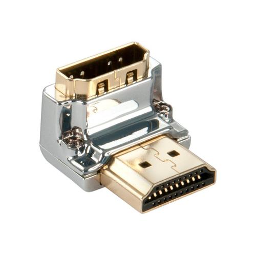 Lindy CROMO Down - Adaptateur d'angle droit d'HDMI - HDMI mâle pour HDMI femelle - blindé - connecteur à 90°