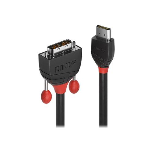 Lindy Black Line - Câble adaptateur - liaison simple - HDMI mâle pour DVI-D mâle - 1 m - triple blindage - noir - rond