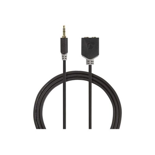 Nedis - Répartiteur audio - mini-phone stereo 3.5 mm mâle pour mini-phone stereo 3.5 mm femelle - 20 cm - anthracite - rond