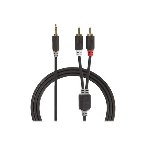 Nedis - Câble audio - mini-phone stereo 3.5 mm mâle pour RCA mâle - 10 m - anthracite - rond