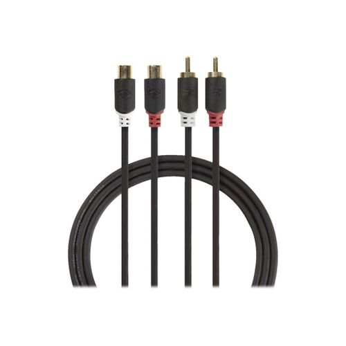 Nedis - Câble audio - RCA mâle pour RCA femelle - 2 m - anthracite - rond