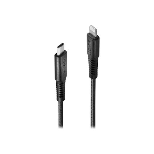 Lindy - Câble Lightning - 24 pin USB-C mâle pour Lightning mâle - 1 m - blindé - noir - rond, support pour Power Delivery 2,0