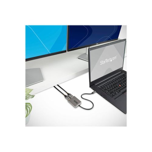 StarTech.com Hub USB-C vers Double HDMI, Adaptateur USB-C MST, Câble 30cm - Adaptateur vidéo - 24 pin USB-C mâle pour HDMI femelle - gris