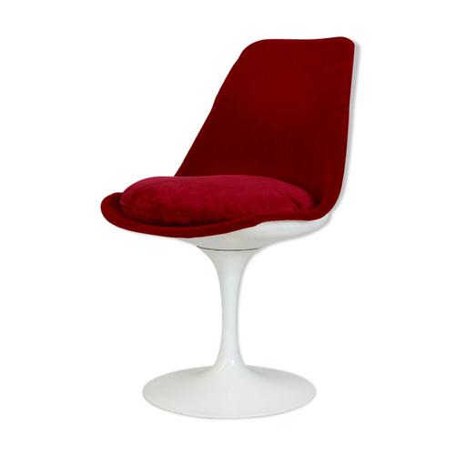 Chaise Tulip Nonpivotante Estampille Knoll Usa Circa 1960 Rouge